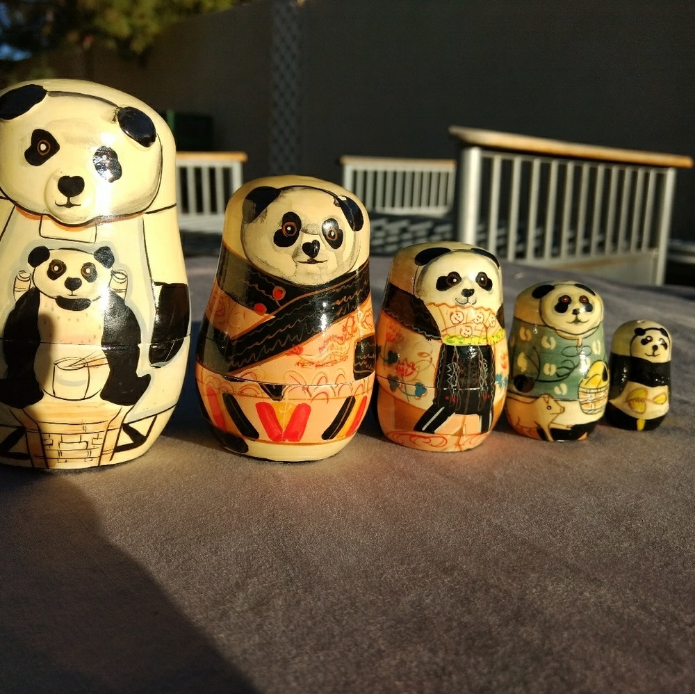 Vintage Authentic Russian Babushka Panda dolls