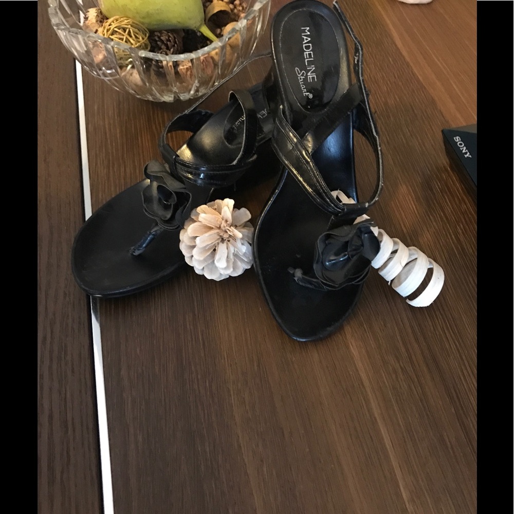 Madeline Stuart Black heeled wedge sandals