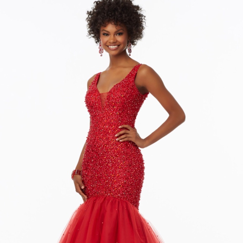 Beaded Tulle Mermaid Gown