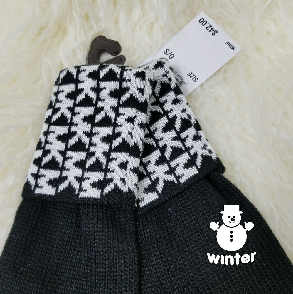 ⬛LAST 1⬛MICHAEL KORS GLOVES /  MITTENS BLK-WHT - Picture 2 of 4