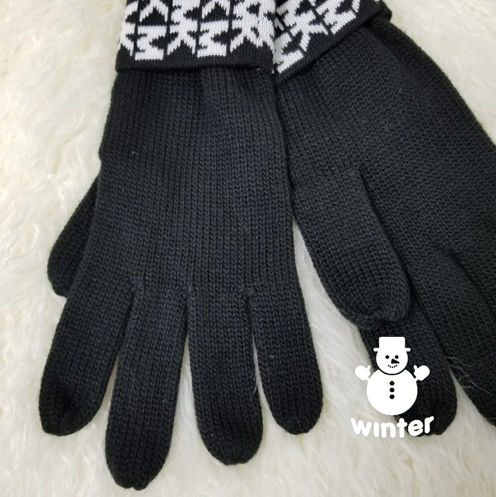 ⬛LAST 1⬛MICHAEL KORS GLOVES /  MITTENS BLK-WHT - Picture 3 of 4