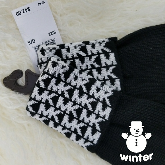 ⬛LAST 1⬛MICHAEL KORS GLOVES /  MITTENS BLK-WHT - Picture 4 of 4