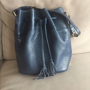 Gigi New York Navy Bucket Bag