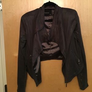 Charcoal grey faux suede moto jacket coat sz M