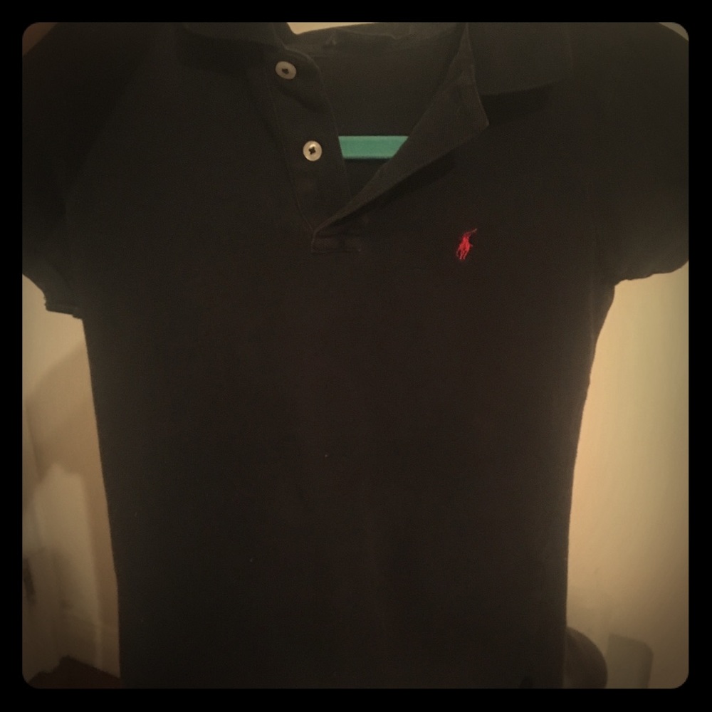 Black classic slim fit polo