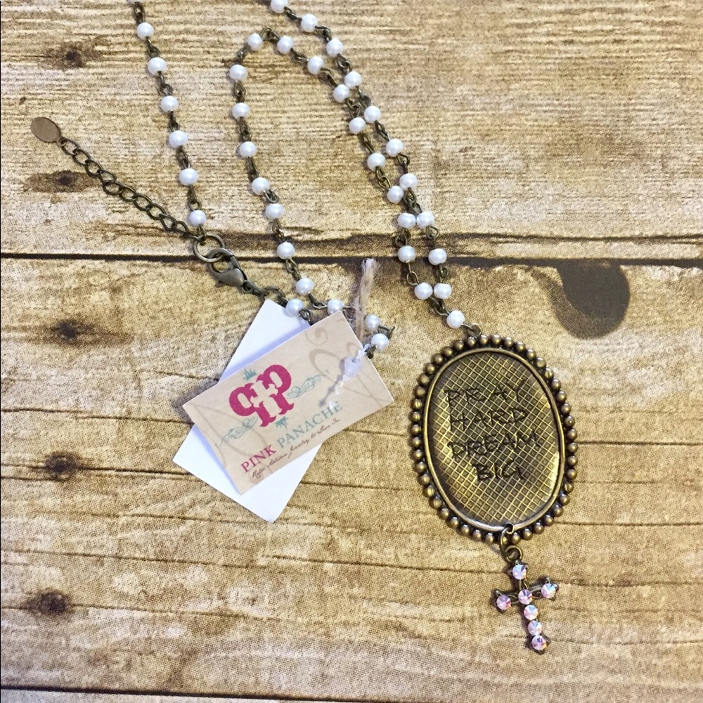 Pray Hard Dream Big Pink Panache Necklace