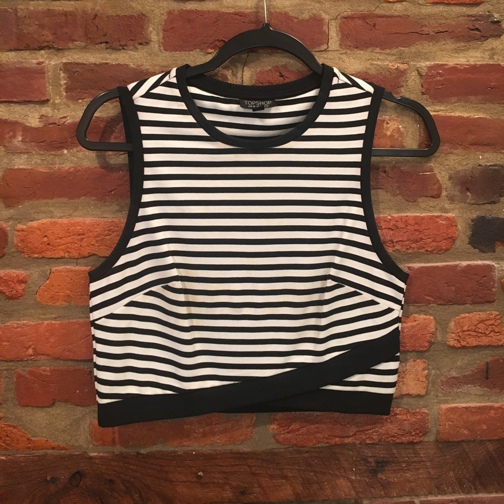 Black & white Striped crop top from topshop