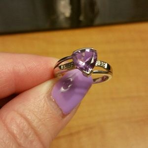 Genuine Amethyst & Diamond Ring