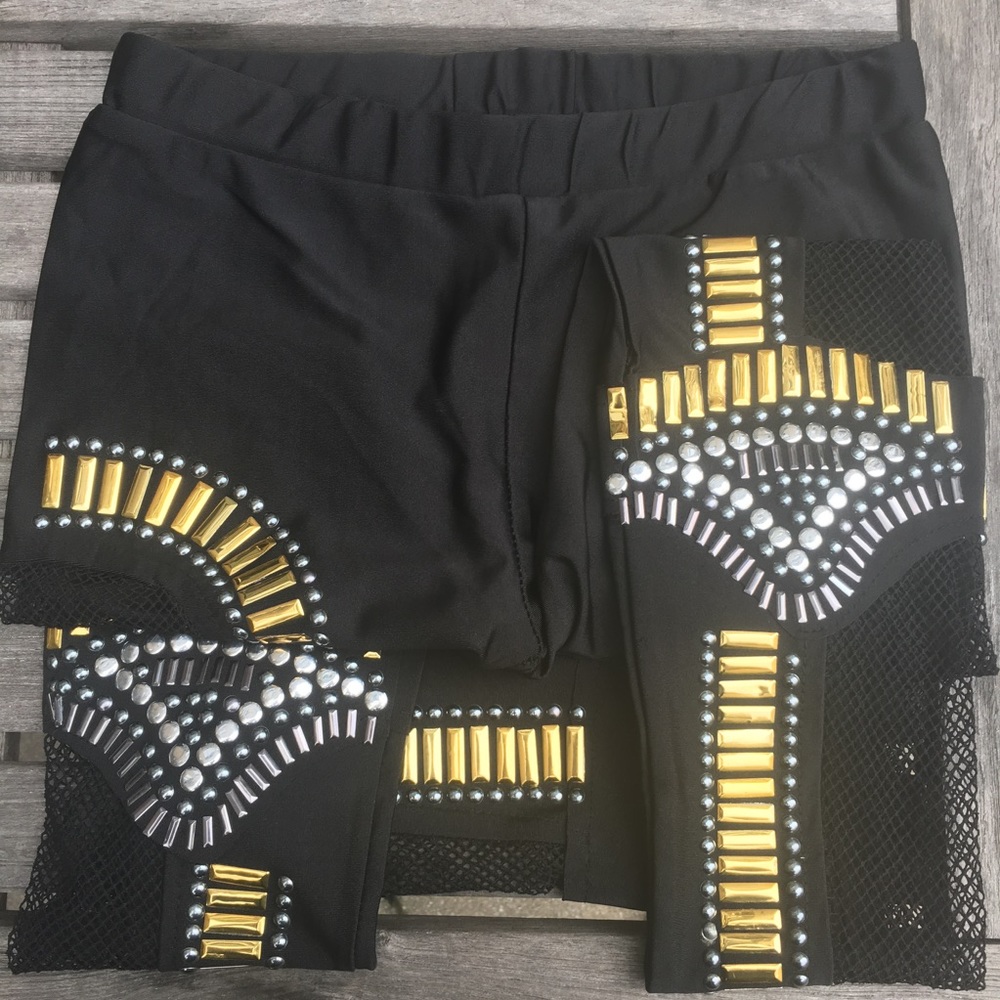 Studded Leggings with Mesh Insterts