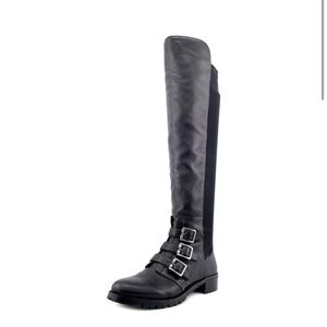 Black Leather Over Knee Boots