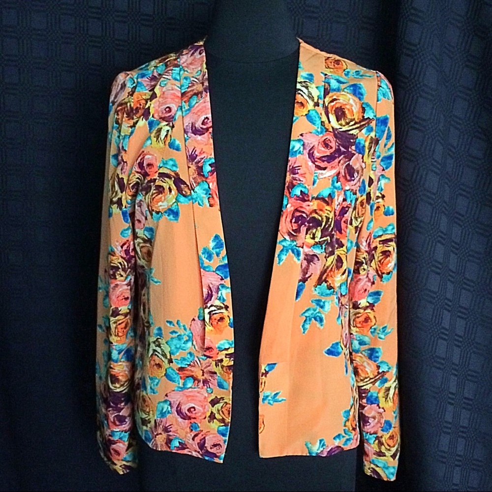 Under Skies Floral Print Jacket Size Medium - Picture 5 of 6