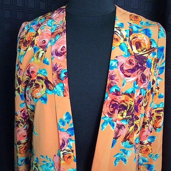 Under Skies Floral Print Jacket Size Medium - Picture 2 of 6
