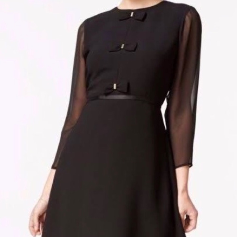 Maison Jules Black Bow-detail Fit-and-flare Dress