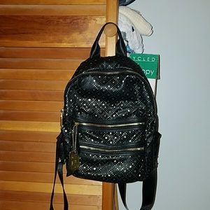 Steve Madden Black and Gold Backpack Purse