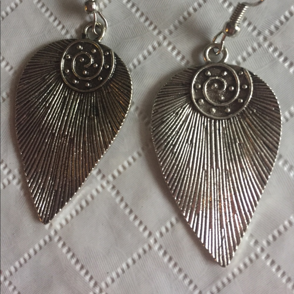 Antique Tibetan Design Metal Feather Drop