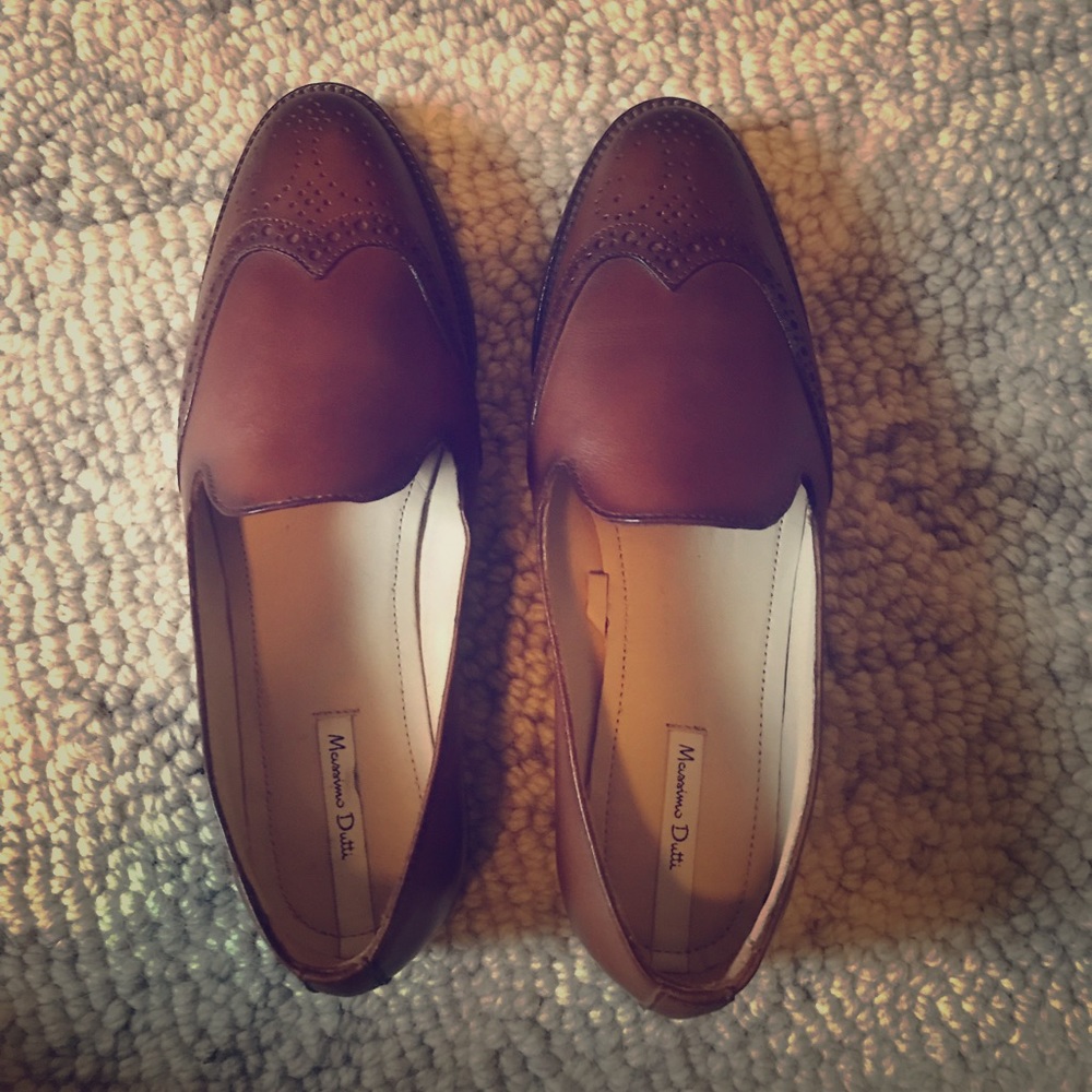 Massimo Dutti Wingtip-Style Loafers Size 37