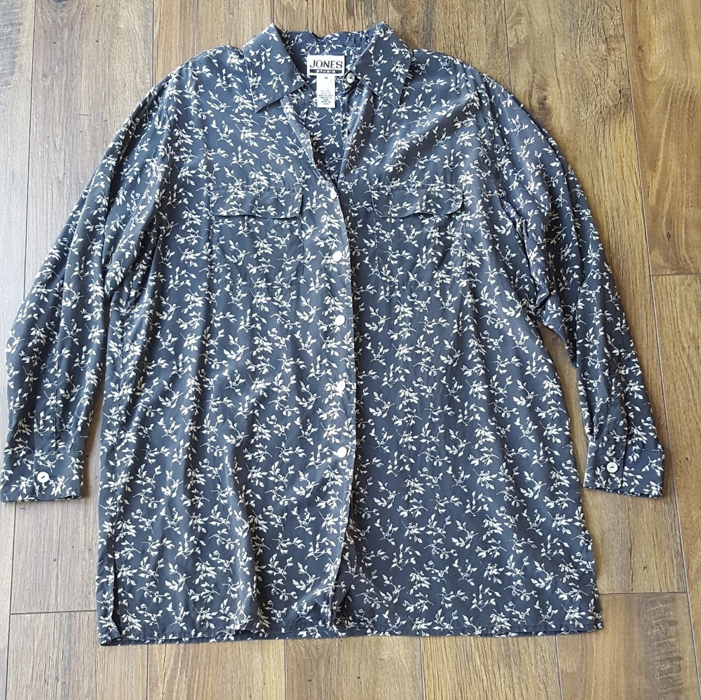 SOLD Vintage silk tunic button down - Picture 1 of 3