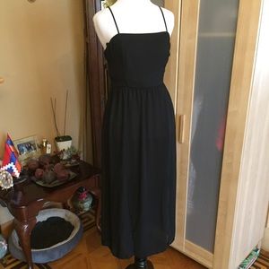 UO Silence + Noise Thin Strap Black Chiffon Dress