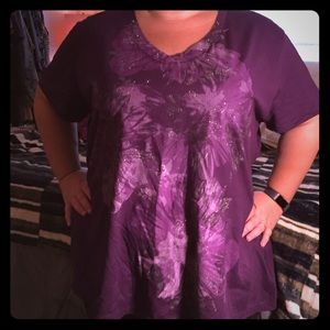 NWOT Gorgeous purple sparkle tee JMS SZ 5X