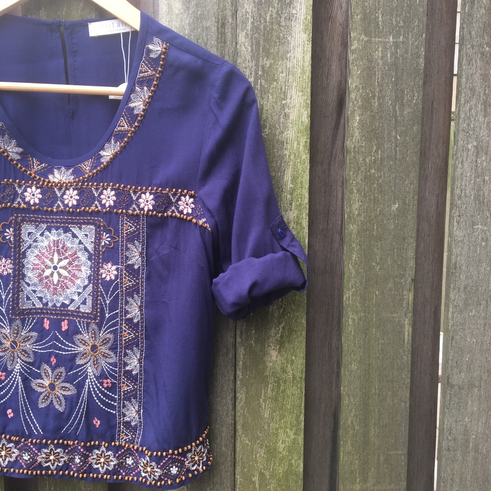 Solitaire Beaded and Embroidered Royal Blouse