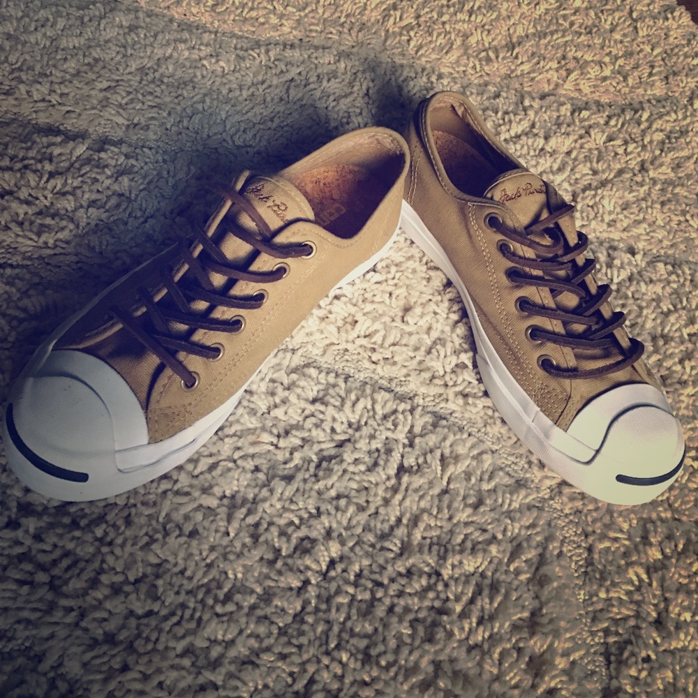 Converse Jack Purcell tan canvas sneakers 8 women