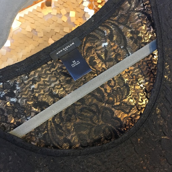 Ann Taylor black lace t shirt - Picture 2 of 3