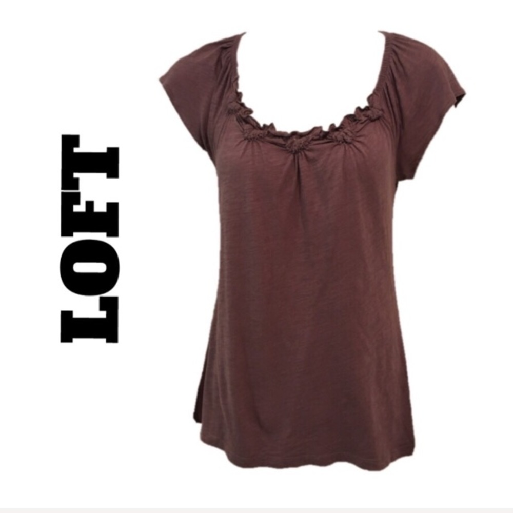LOFT Ann Taylor Brown Flower Knit Top Small