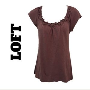 LOFT Ann Taylor Brown Flower Knit Top Small