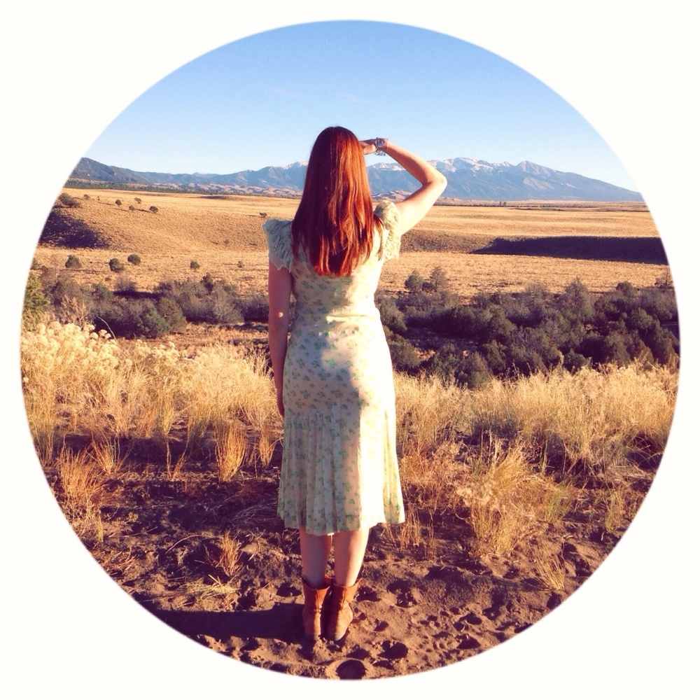 1930's Green and White Floral Vintage Dress