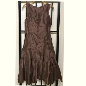 Areli Collection Brown Panel Silk Trumpet Dress