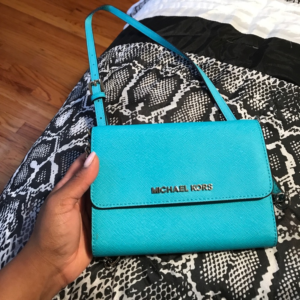 Teal Michael Kors crossbody bag or clutch