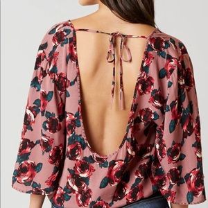 BKE boutique floral henley top