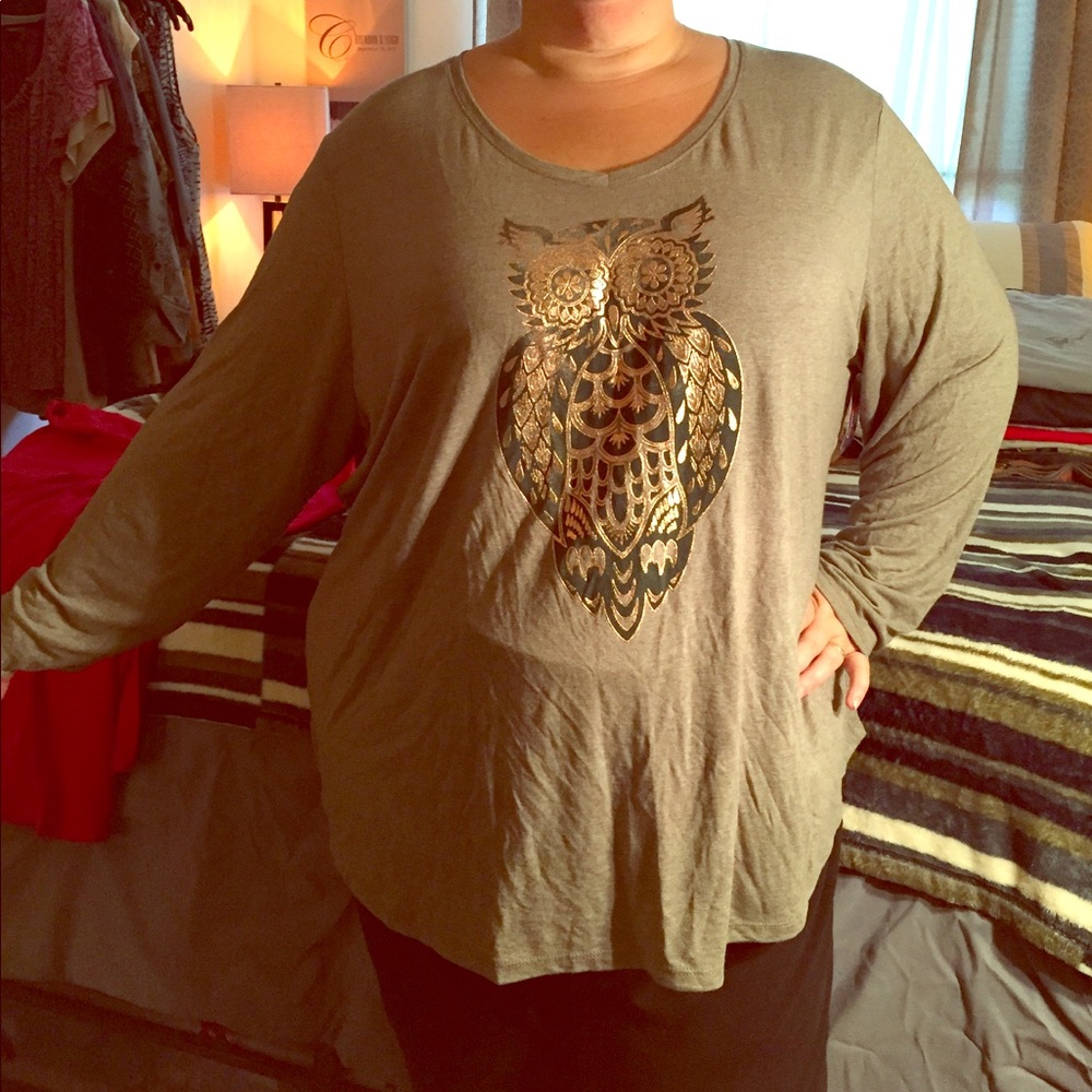 NWOT Scoop neck, long sleeve green tee JMS SZ 5X