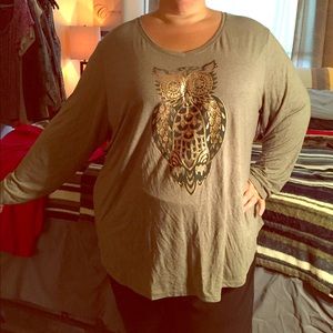 NWOT Scoop neck, long sleeve green tee JMS SZ 5X