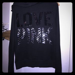 Black sequin zip up hoodie