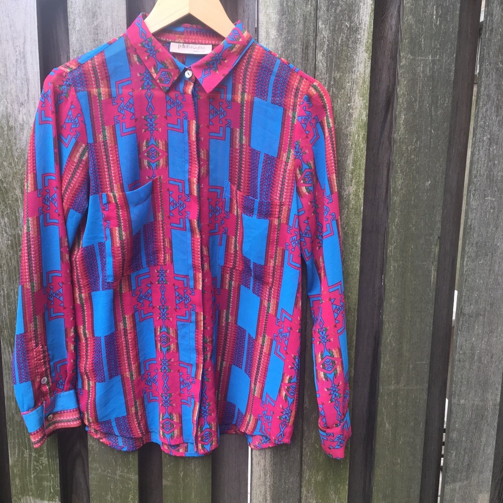 Philosophy Button Down Tribal Blouse