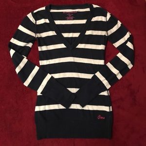 Aeropostale Navy & White Striped Sweater