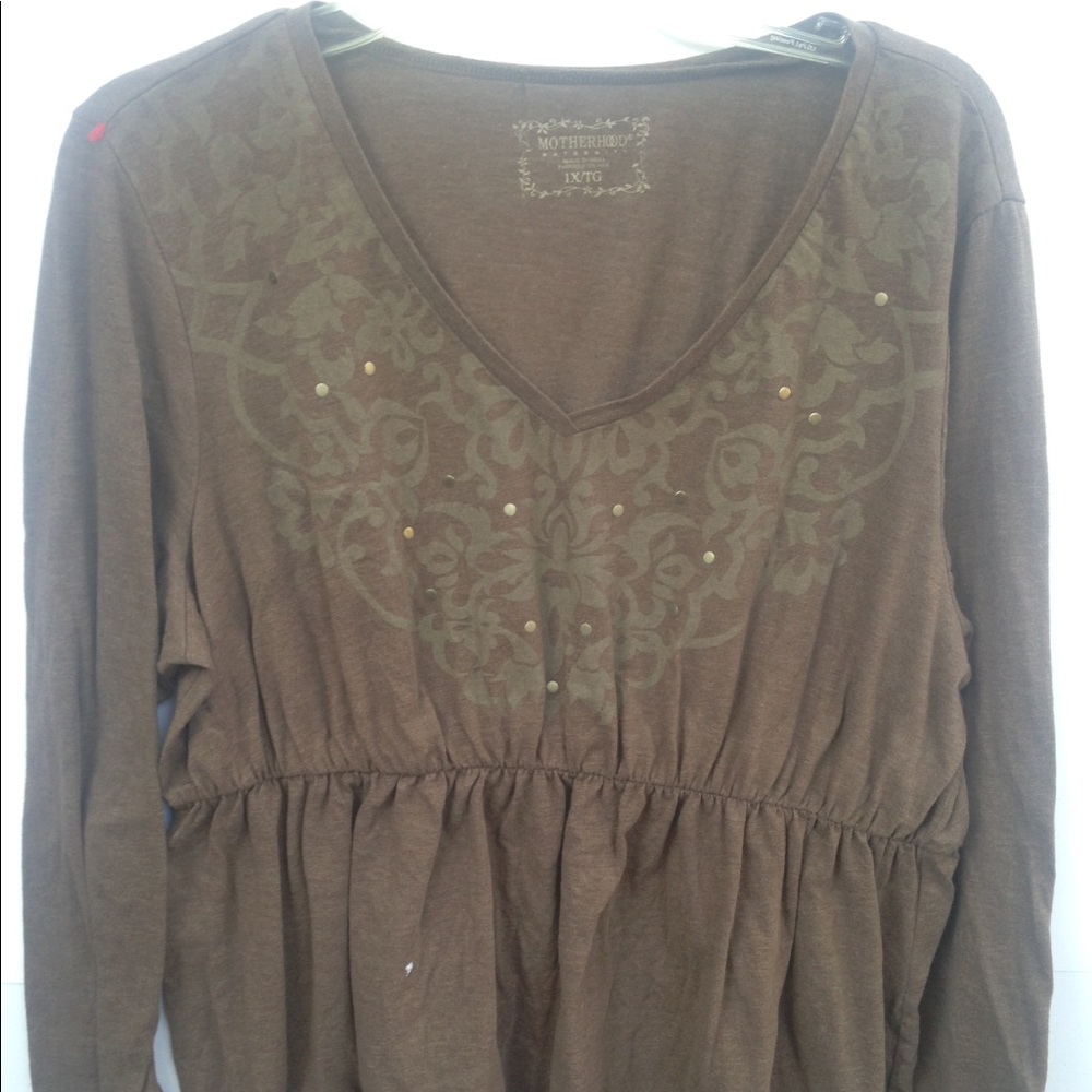 Motherhood brown western 1x maternity Top Fall TG