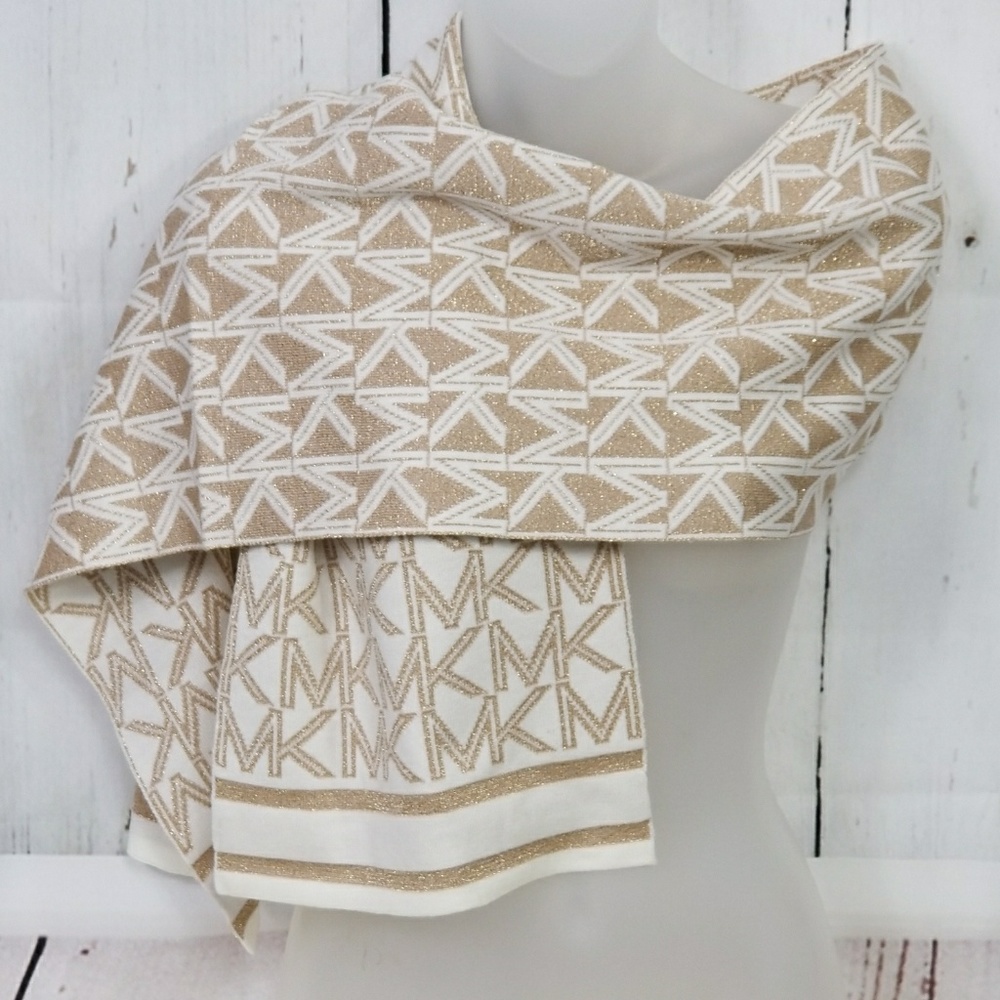 MICHAEL KORS SCARF - Cream / Gold metallic - Picture 3 of 4