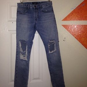Men's distressed jeans,slightly worn, 30 waist