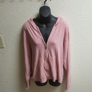 Soft Pink Sweater Jacket with hoodie