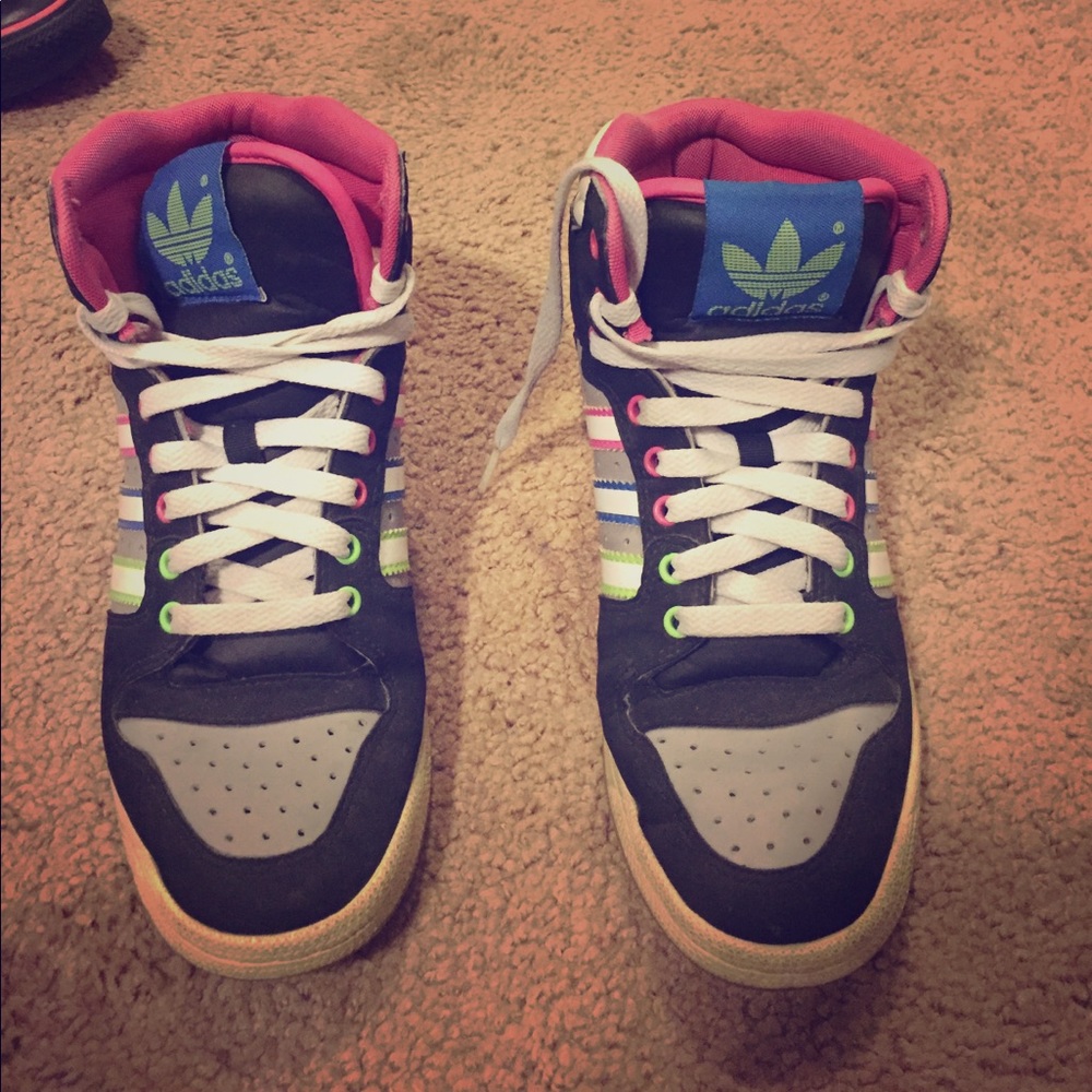 High top multi color adidas