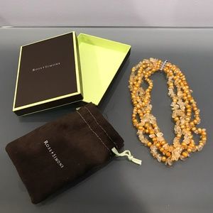 Citrine and orange cultured pearl necklace