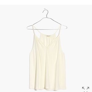 NWT Madewell Shirred Split-Neck top in ivory
