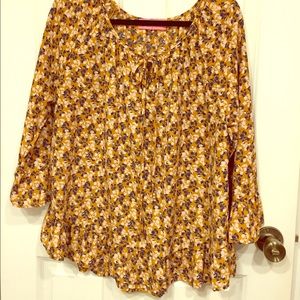Gold and Blue Floral Top
