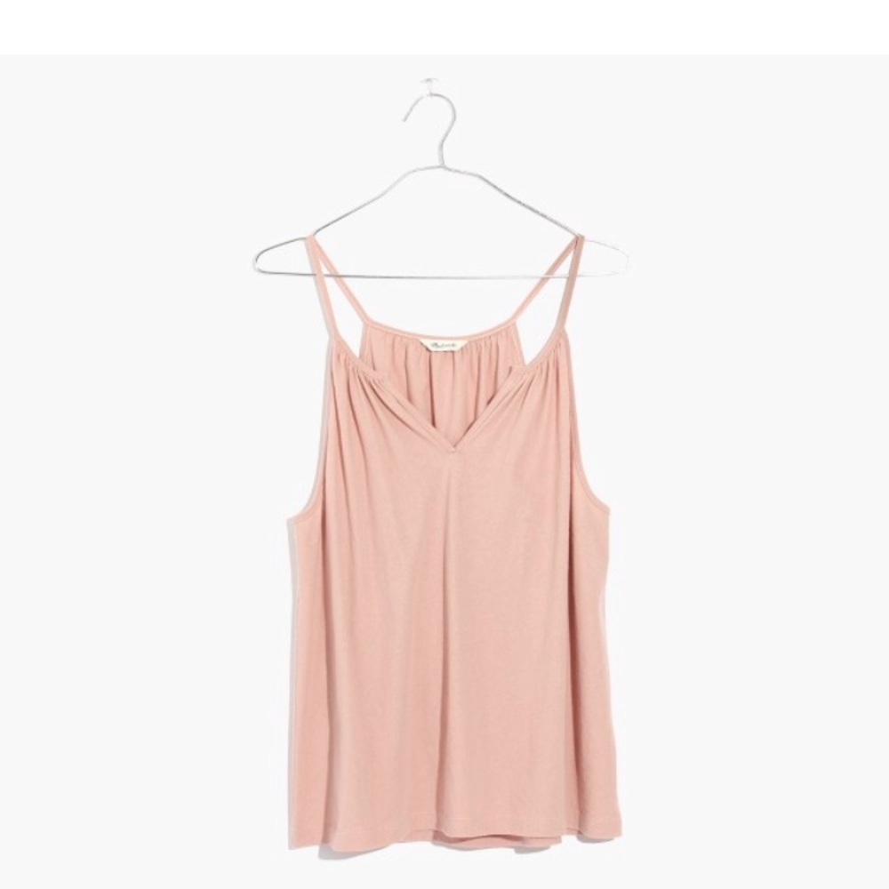 NWT Madewell Split Neck Shirred Tank in ivory