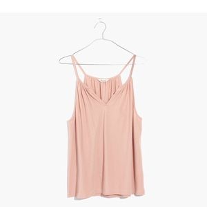NWT Madewell Split Neck Shirred Tank in ivory