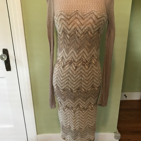 Free People Chevron Sweater Dress Sz S - Picture 4 of 8