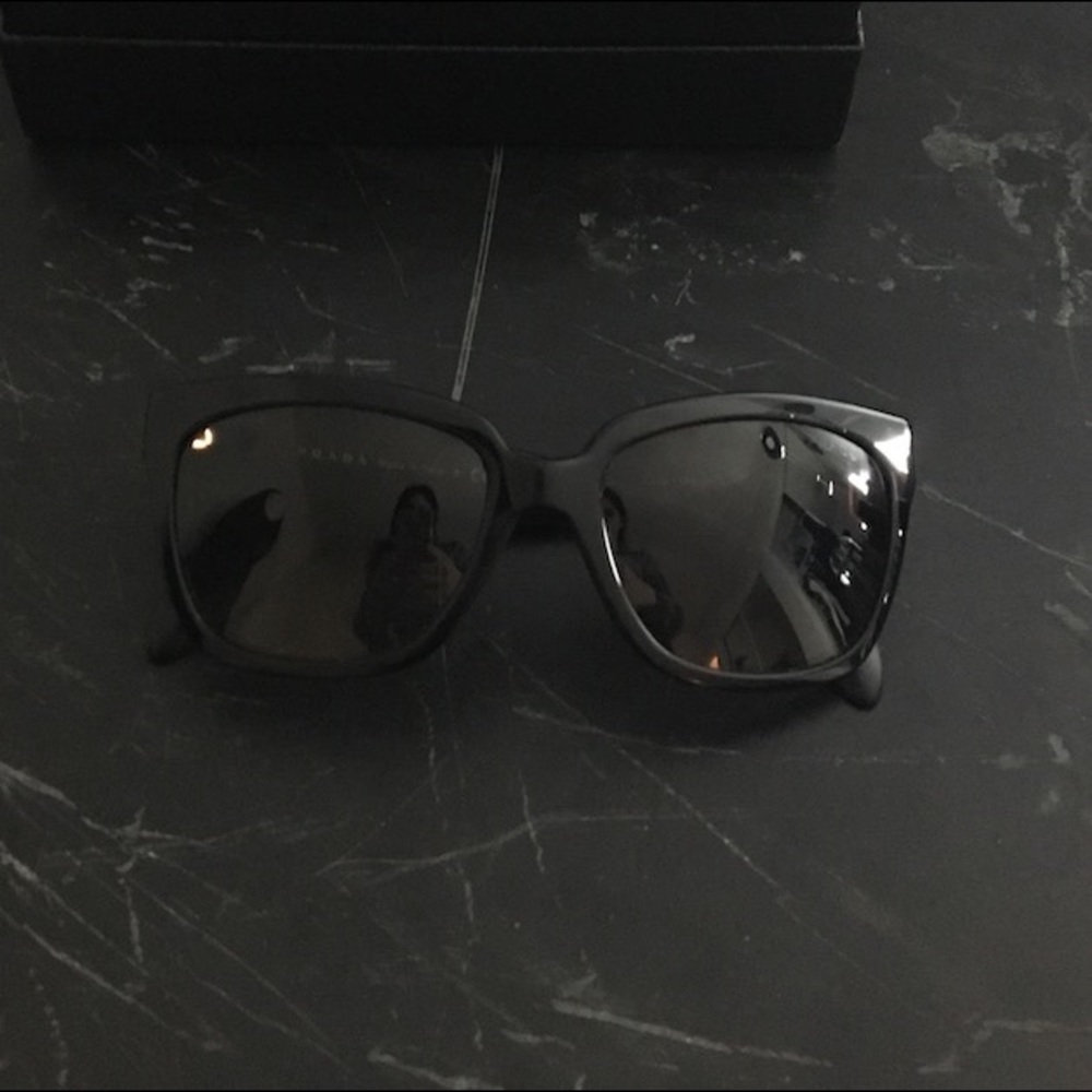 PRADA Black/Gold Polarized Butterfly Sunglasses