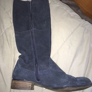 Navy blue suede boots
